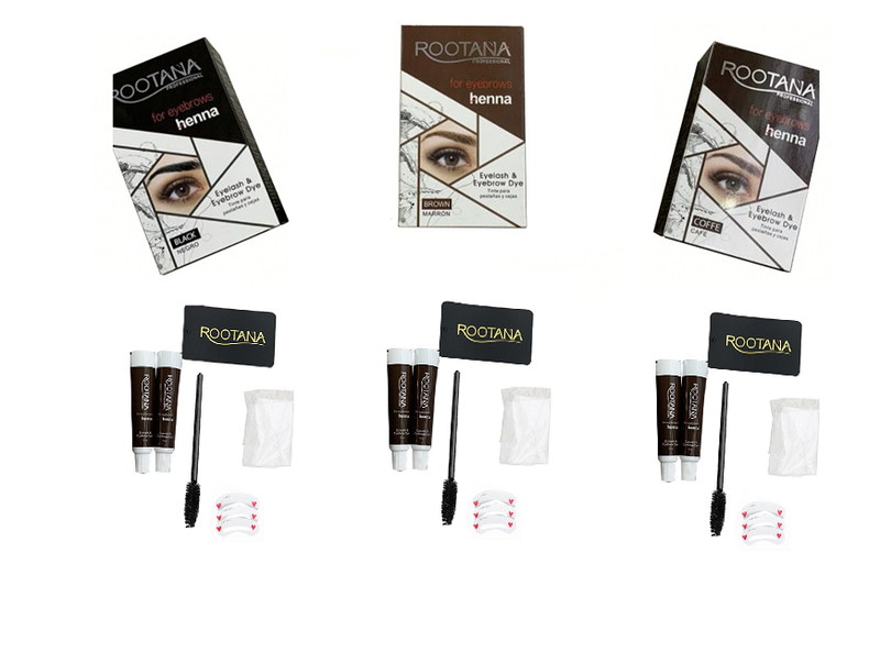 Eyelash and Eyebrow Henna Tint (3 Color Pack-Black, Brown and Coffee)