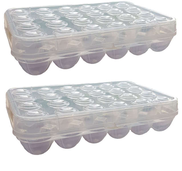 24 Egg Stackable Storage Container with Flip Top - Pack of 2