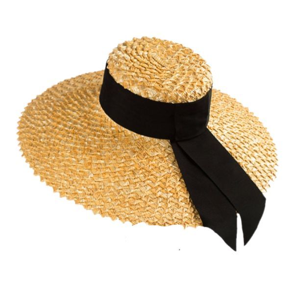 Wide Brim Flat Top Straw Sun Beach Hat for Women