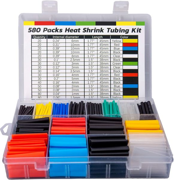 580 Pieces 16 Sizes Heat Shrink Tubing Kit For DIY &amp; Electrical Insulation