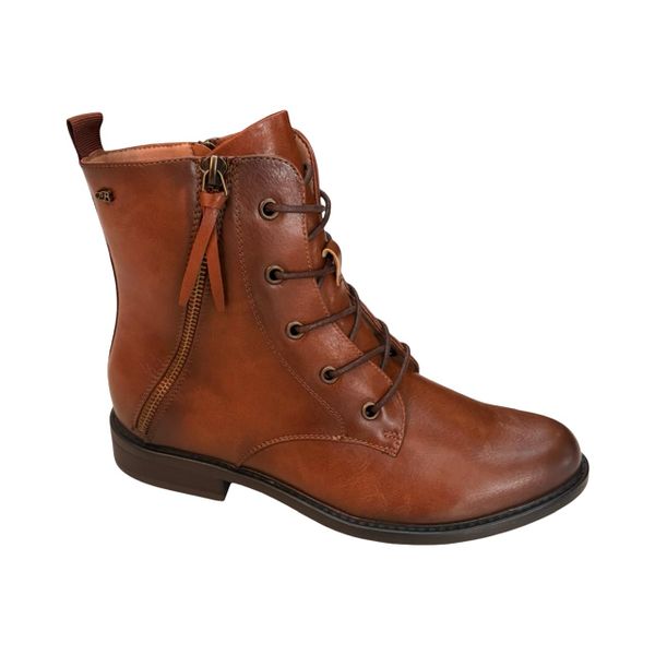 Women's Brown Ankle Boots - Side Zip &amp; Lace-Up Casual Fashion Boots