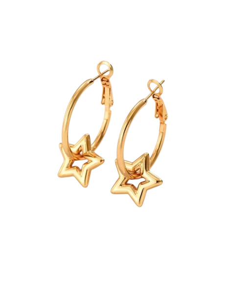 Minimalist Stainless Steel Star Pendant Earrings for Women