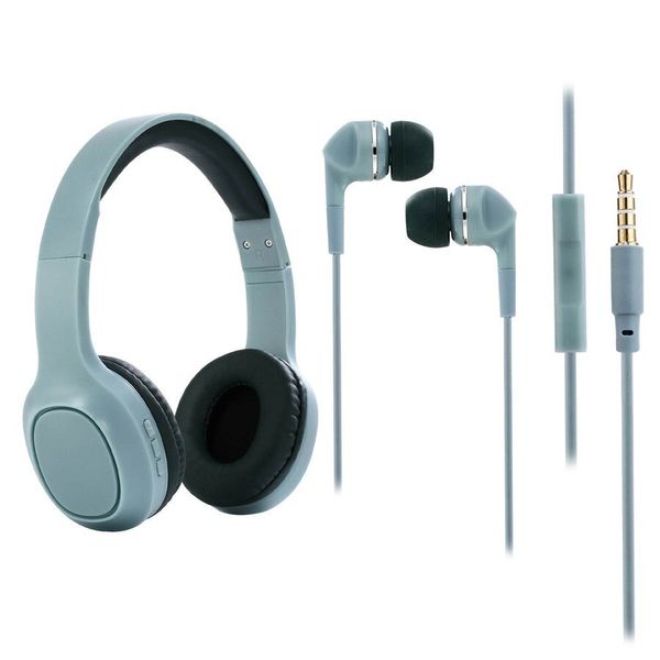 Wireless Headphones and Stereo In-Ear Buds with Mic , Two-Pack - Black