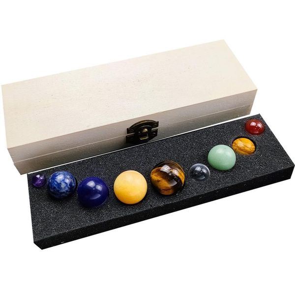 9 Planets Natural Stone Set - Solar System Crystal Collection With Box