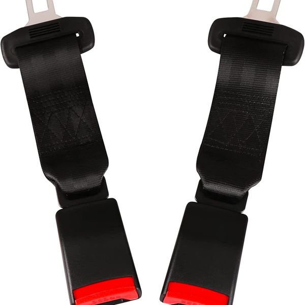 Seat Belt Extender, Universal Fit for Most Cars, Black, 2-Pack