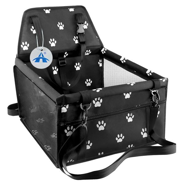 ALANES Pet Car Seat with Clip On Safety Leash and PVC Support Pipe - Red