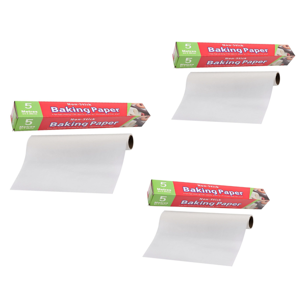3 Pack Premium Non-Stick Baking Paper Roll 5m
