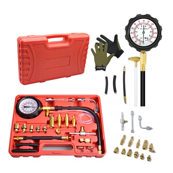 20Pc 140psi Fuel Injection Pressure Testing Kit With Gloves &amp; Case