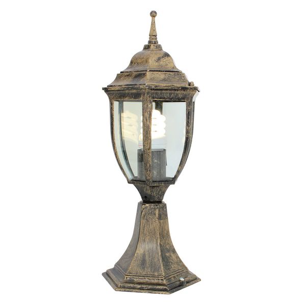 Eurolux - Lantern - 6 Panel - Pedestal - Black/Gold - 4 Pack