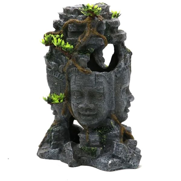 Pet Aquarium Fish Tank Ancient Four-Sided Buddha Hideaway Statue (24CM)