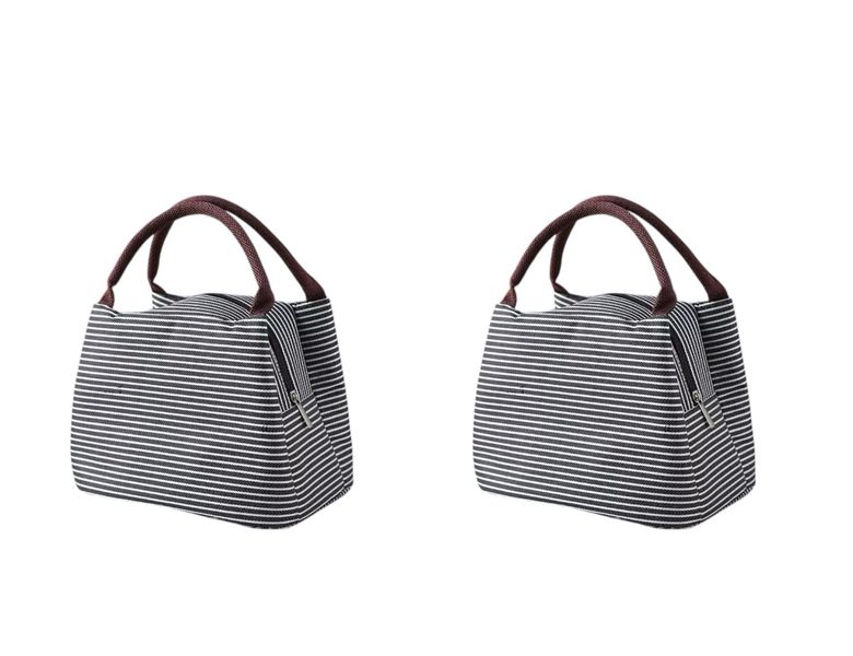 Lunch Bag, Elegant Cooler Bag Foil Insulated - Black &amp; White - 2 Pack