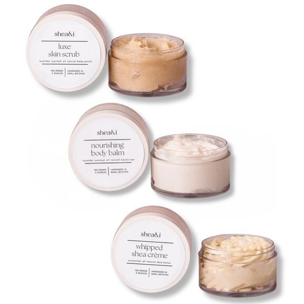 Skin Scrub, Body Balm &amp; Shea Crème - Glow Bundle | Shea&amp;i