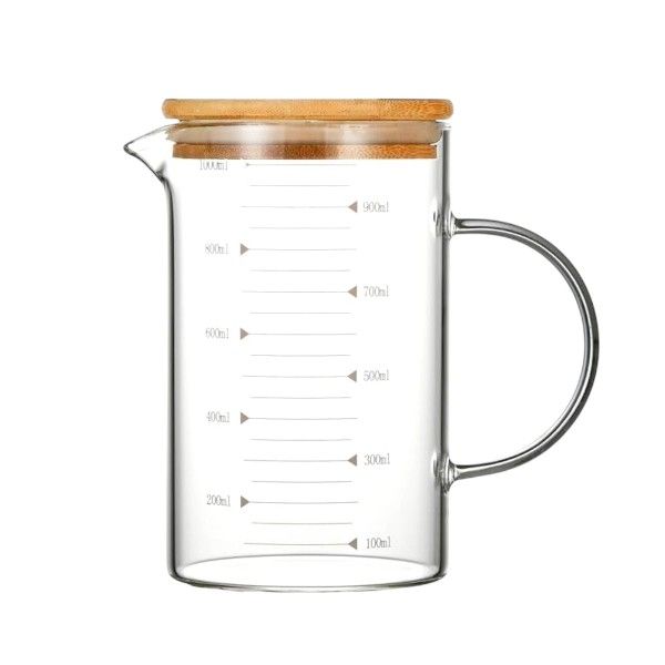 350ml Glass Pitcher with Bamboo Lid &amp; Handle - Transparent