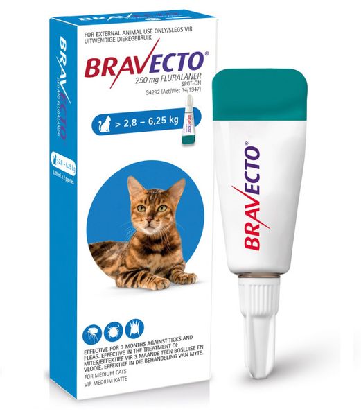 Bravecto Med Spot-On for Cats (2.8-6.25kg) D/Blue