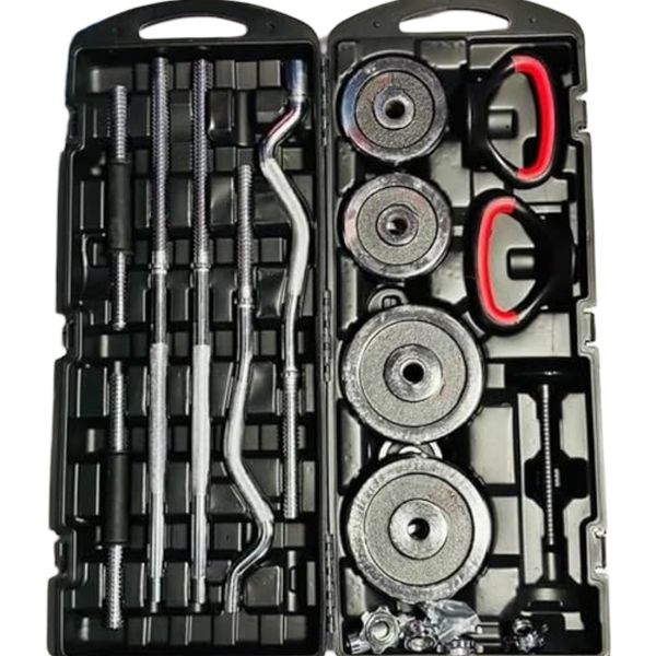 50kg Barbell &amp; Dumbbell Set - Chrome Grip Weight Kit