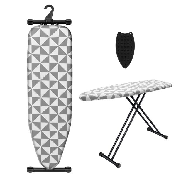 91x31cm Ironing Board with Silicone Iron Rest Pad,Extra Thick Cover