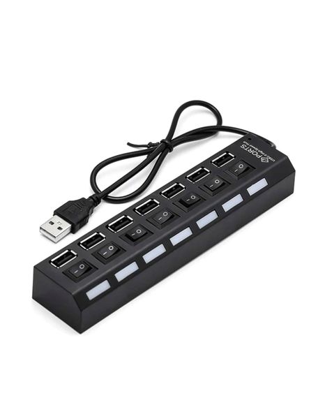 7 Ports USB 2.0 Hub With Separate on/off Switch With Light Indicator