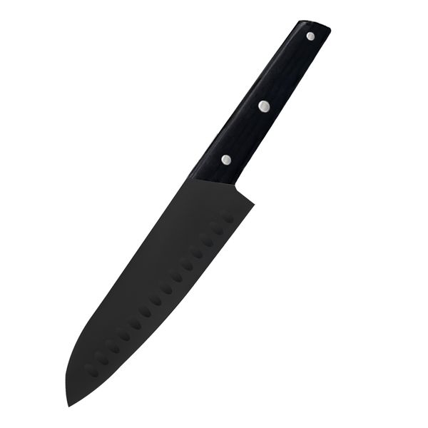 7" Stainless Steel Black Santoku Knife