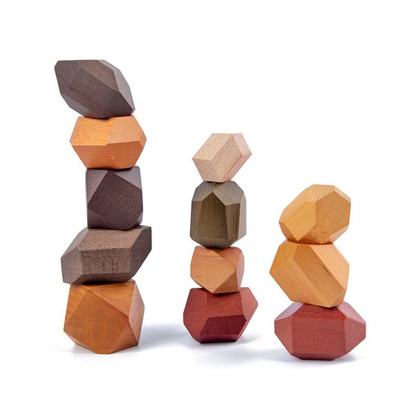 iKids Wooden Building Gems 12 Charcoal