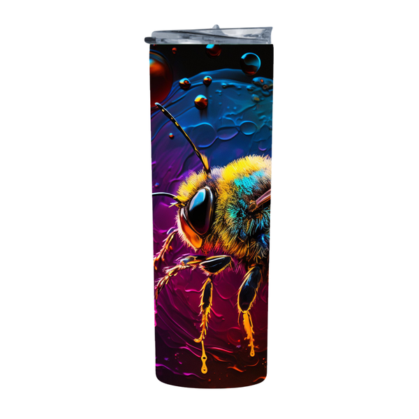 Close Up Colorful Neon Bee 20 Oz Straight Skinny Tumbler 001