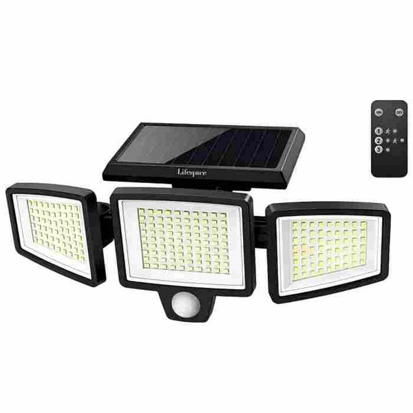 Split 3-Head Solar Wall Lamp: IP65 Waterproof, Motion Sensor
