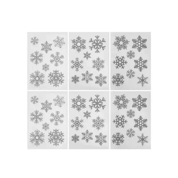 43PCS Christmas Silver Snowflake Stickers Decor