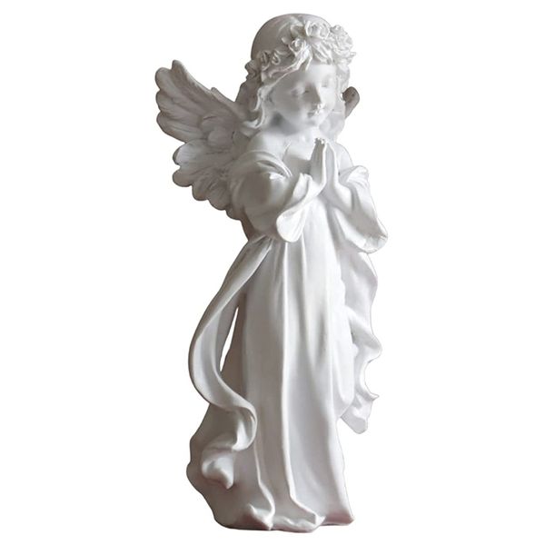 Home Decor White Winged Praying Angel Statuette 14-29cm