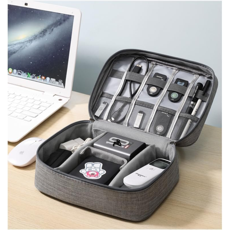 Travel Universal Accessories Organizer Bag for Chargers Cables Grey