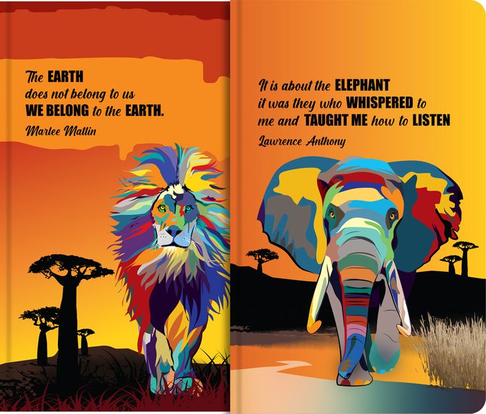 A5 Earth Life Soft Cover Journal 2 Pack - Lion/Elephant