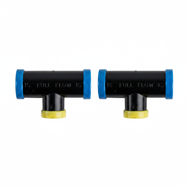 Full Flow Reducing Tee 25mm x 15mm Plumbing Fitting - 2 Pack