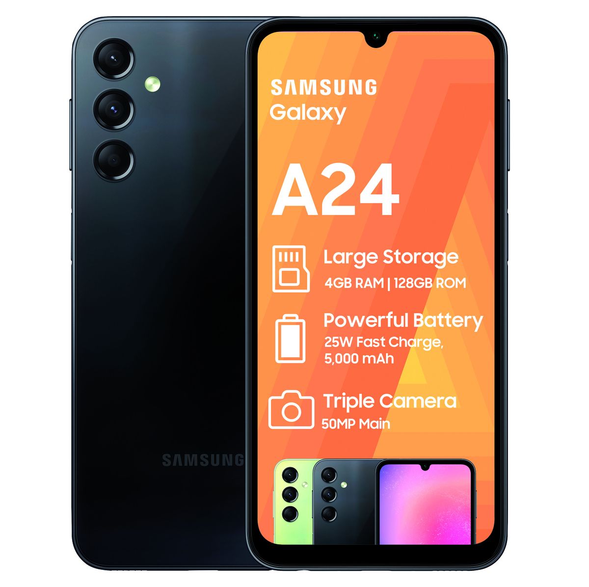 Samsung Galaxy A24 128GB LTE Dual Sim - Black + Samsung Original Fast Charger