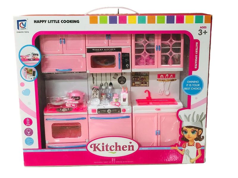 Girls Musical Pretend Play Kitchen Furniture 3 x 3 Play Set
