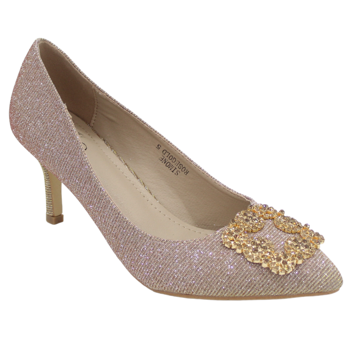 Lamara Paris Simone Shimmer 8cm Heel Court With Trim Rose Gold | Shop ...