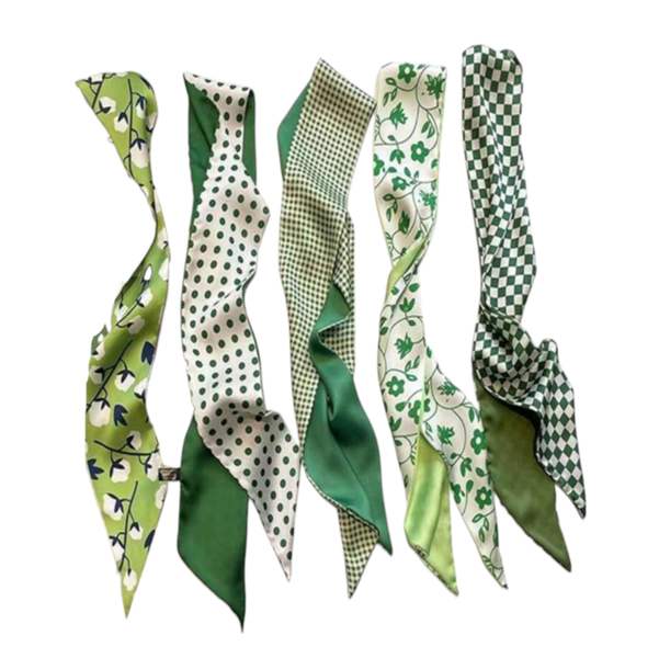 Women Silk Flower Neck/Hair Accessory Scarves- 5 Pieces