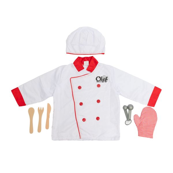 Chef Role Play Costume Double Breast Coat with Hat &amp; Accessories, Pretend
