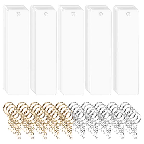 150Pcs Acrylic Keychain Blank With Rings For Diy Crafts And Project