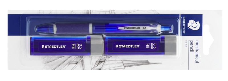 Staedtler Mechanical Pencil and 2 Tubes of lead 0,5mm on Blister Card