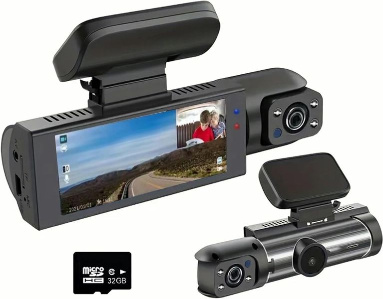1080P HD Dual Dash Cam 2.7" IPS 170 32GB Parking Surveillance