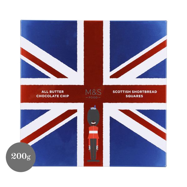 M&amp;S All Butter Scottish Shortbread Chocolate Chip Squares Tin 200g