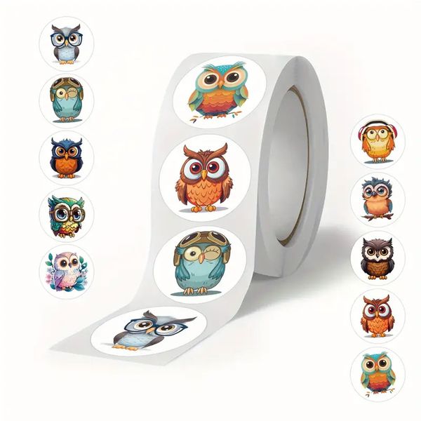 500pcs Owl Stickers - PVC Cartoon Stickers Reusable, Self-Adhesive