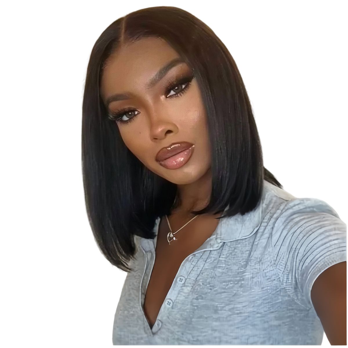 Marigold 12-inch Straight Bob Full Frontal Wig Human Hair Natural Colour