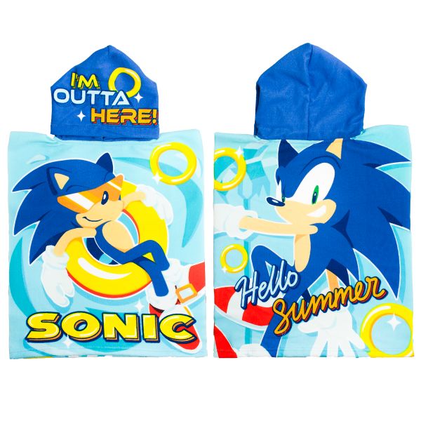 SONIC THE HEDGEHOG By Sega Official Licensed Kids Beach/Pool Hooded Towel