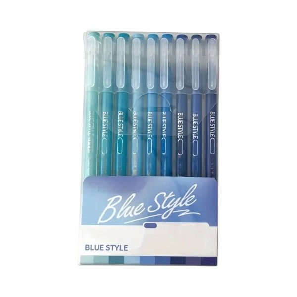 9 Piece - Morandi Color Gel Pen Set - Gradient Blue