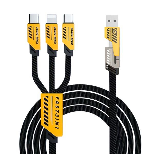 240W 3 In 2 Fast Charge Cable Micro USB TypeC Phone Data Cable For Phones