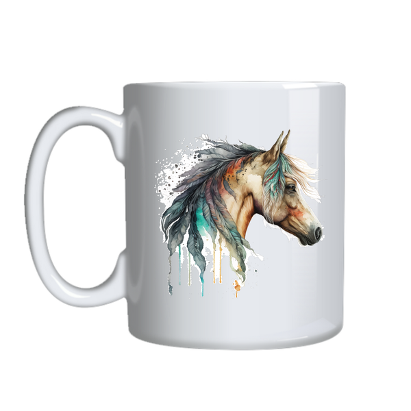Feathers Coffee Mugs for Horse Lover Trendy Graphic Cup Birthday Present021