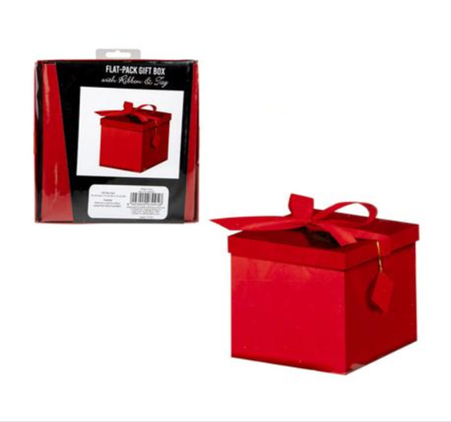 Flat Gift Box Pack (15 x 15x15cm) Red x 2