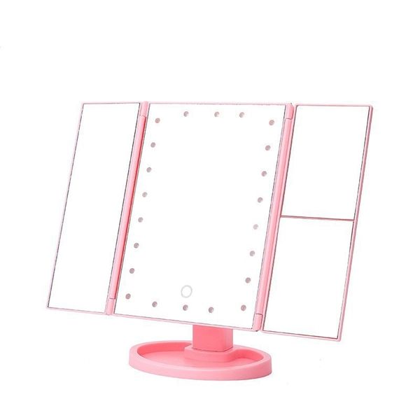Foldable Makeup Mirror with LED Light Enlarges by x3