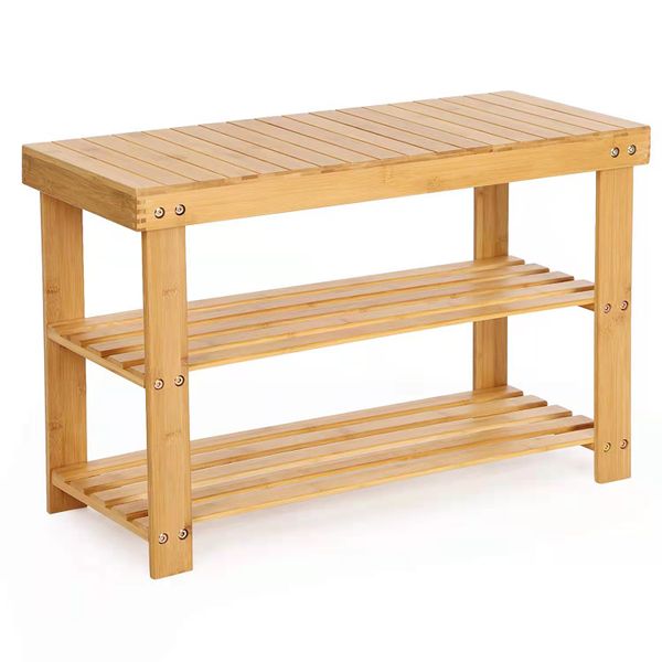 Bamboo 3 Tier Shoe Rack Bench