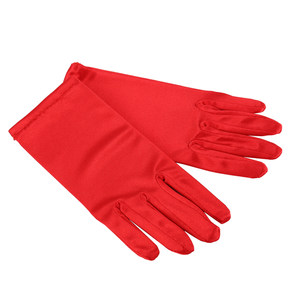 Ladies Short Sunscreen Satin Surface Spandex Etiquette Gloves - Red