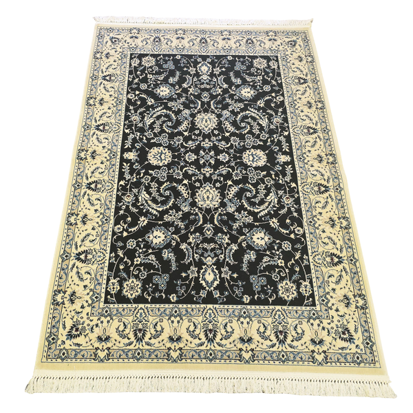 Turkish Machine Made Rug - 200 x 140cm - Ivory and Deep Black